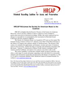 Historical Recording Preservation and Access Coalition (HRPAC):