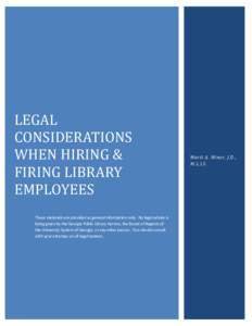Legal Considerations when Hiring & firing LIbrary employees