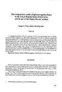 The comparativestudy of ephemeropterafauna in the Criqul Repede/Sebes-Kiiriis river