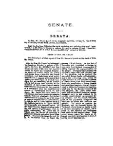 Senate Debates - 3rd Parliament, 1st Session - Errata