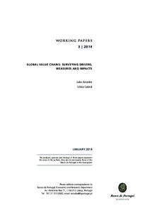 w ork i ng pap ers 3 | 2014 GLOBAL VALUE CHAINS: SURVEYING DRIVERS, MEASURES AND IMPACTS