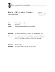 Inter-American Development Bank  Board of Executive Directors For consideration  GN[removed]