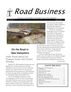 Road Business A University of New Hampshire Technology Transfer Center publication Vol. 20 No. 4  On the Road in