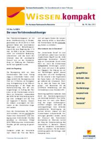 Hartmann Rechtsanwälte | Der Gesundheitsmarkt ist unsere Profession  WiSSEN.kompakt Der Hartmann Rechtsanwälte Newsletter  Nr. 74| März 2013