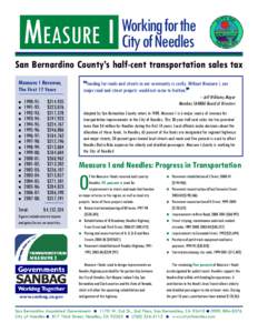 MEASURE I  Working for the City of Needles  San Bernardino County’s half-cent transportation sales tax