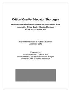 Critical Teacher Shortage Areas