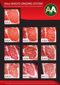 Please use this chart when ordering your favourite brand of AAco Wagyu beef  100804v3c These photographs are an indication of the minimum marbling where the primal is graded and may not be representative of the entire pr