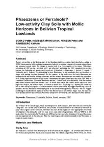 EUROPEAN SOIL BUREAU  RESEARCH REPORT NO. 7  Phaeozems or Ferralsols? Low-activity Clay Soils with Mollic Horizons in Bolivian Tropical Lowlands