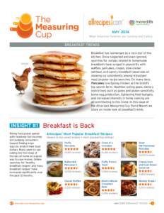 MAY 2014 What American Families are Cooking and Eating BREAKFAST TRENDS Breakfast has reemerged as a rock star of the kitchen. Once neglected and even ignored,