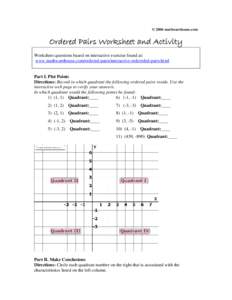 Ordered Pair Notation and the Four Quadrants