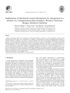 Quaternary International 101–[removed]–177  Implications of distributed crustal deformation for exhumation in a portion of a transpressional plate boundary, Western Transverse Ranges, Southern California Andrew 