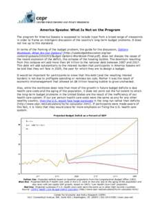America Speaks: What Is Not on the Program The program for America Speaks is supposed to include input from a broad range of viewpoints in order to frame an intelligent discussion of the country’s long-term budget prob