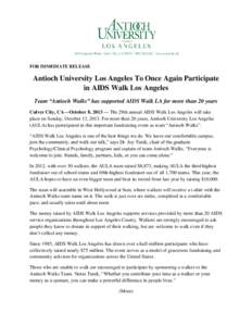 AIDS Walk / Geography of California / Antioch / Los Angeles / Geography of the United States / Geography of Turkey / Antioch University Santa Barbara / Antioch University Midwest / HIV/AIDS in the United States / Antioch University Los Angeles / Antioch University