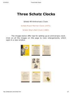 Three Schatz Clocks Three Schatz Clocks Schatz 49 Anniversary Clock.