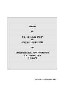 Internal Market - Company Law - Final Report iof the High Level Group of Company Law Experts