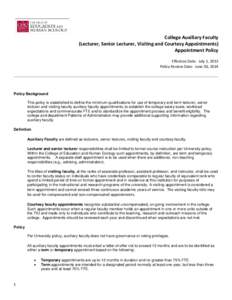 Microsoft Word - College Auxiliary Faculty Appointment Policy Rough Draft for Dean[removed]docx