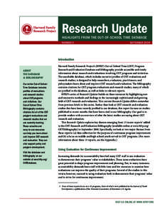 Research Update Highlights From the Out-of-School Time Database number 3  september 2008