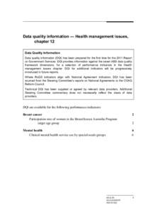 DQI - Chapter 12: Health management issues - Report on Government Services 2011