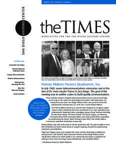 SUM M ER[removed]VOLU M E 51 N U M B E R 3  theTIMES Newsletter for the San Diego History Center  In This Issue