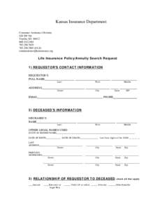 Kansas Insurance Department Consumer Assistance Division 420 SW 9th Topeka, KS