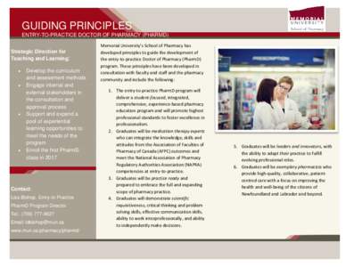 GUIDING PRINCIPLES ENTRY-TO-PRACTICE DOCTOR OF PHARMACY (PHARMD) Strategic Direction for Teaching and Learning: • •