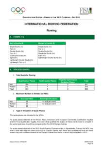 QUALIFICATION SYSTEM – GAMES OF THE XXXI OLYMPIAD – RIOINTERNATIONAL ROWING FEDERATION Rowing A.