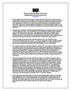 Eastern Kentucky University Highlights & Achievements www.eku.edu •