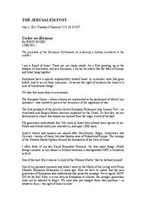 THE JERUSALEM POST July 5, 2011 Tuesday 3 Tammuz[removed]:37 IST Under no illusions By JERZY BUZEK[removed]