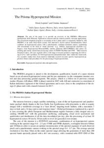 Towards HorizonLasaponara R., Masini N., Biscione M., Editors EARSeL, 2013  The Prisma Hyperspectral Mission