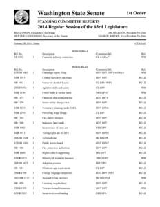 Washington State Senate  1st Order STANDING COMMITTEE REPORTS