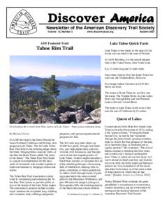 Discover America Newsletter of the American Discovery Trail Society Volume 12, Number 3 www.discoverytrail.org