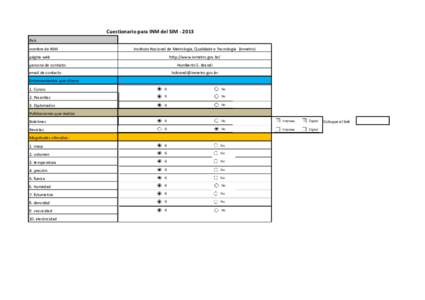 Cuestionario para INM del SIM ‐ 2013 País nombre de INM Instituto Nacional de Metrologia, Qualidade e Tecnologia  (Inmetro)