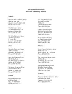 2009 Blue Ribbon Schools All Public Elementary Schools Alabama Cherokee Bend Elementary School 4400 Fair Oaks Drive Mountain Brook, AL[removed]