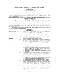 DEPARTMENT OF LAW, JUSTICE AND LEGISLATIVE AFFAIRS NOTIFICATION Delhi, the 7th September, 2005 No.FLAThe following Act of legislative Assembly of the National Capital Territory of Delhi received the as
