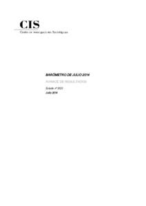 BARÓMETRO DE JULIO 2014 AVANCE DE RESULTADOS Estudio nº 3033 Julio 2014  BARÓMETRO DE JULIO 2014
