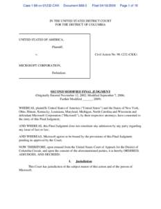 [Proposed] Second Modified Final Judgment : U.S. v. Microsoft Corporation