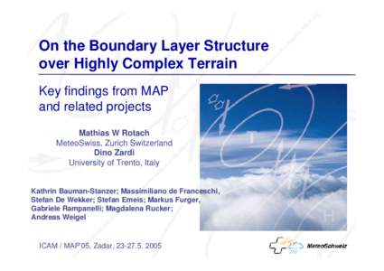 On the Boundary Layer Structure over Highly Complex Terrain Key findings from MAP and related projects Mathias W Rotach MeteoSwiss, Zurich Switzerland