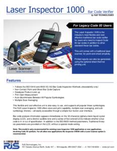 Laser InspectorBar Code Verifier by RJS TECHNOLOGIES  For Legacy Code 93 Users