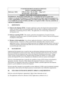 UTAH DEPARTMENT OF HUMAN SERVICES POLICY AND PROCEDURES Reference: 06-06 Effective Date: May 20, 2004 Page 1 of 5 Revision Date: June 10, 2010