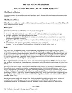 ABF THE SOLDIERS’ CHARITY THREE-YEAR STRATEGY FRAMEWORKThe Charity’s Mission To support soldiers, former soldiers and their families in need – through individual grants and grants to other charities.