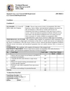 Technical Rescuer Rope Rescue Level II NFPA 1006 Standard Area: 6.2.1 General Skill Requirement[removed]General Skill Requirements