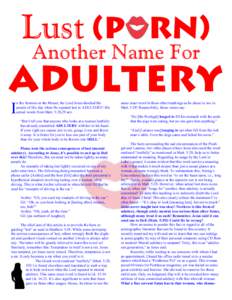Personal life / Sexual fidelity / Religious law / Sermon on the Mount / Sins / Lust / Matthew 5:27–28 / Adultery / Grace / Christian theology / Human behavior / Human sexuality