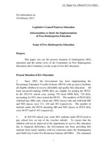 LC Paper No. CB)  For information on 10 FebruaryLegislative Council Panel on Education