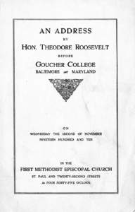 AN ADDRESS BY HON. THEODORE ROOSEVELT BEFORE