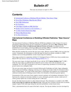 Seismic Hazard Mapping Bulletin #7  Bulletin #7 This issue was released on April 15, [removed]Contents