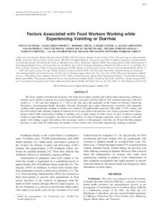 Factors Associated with Food Workers Working while Experiencing Vomiting or Diarrhea