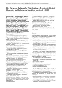 Article in press - uncorrected proof Clin Chem Lab Med 2006;44(1):110–120 ! 2006 by Walter de Gruyter • Berlin • New York. DOI[removed]CCLM[removed]397  EC4 European Syllabus for Post-Graduate Training in Cli