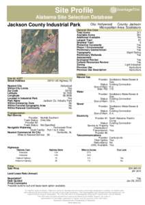 Site Profile Alabama Site Selection Database Jackson County Industrial Park City: Hollywood County: Jackson