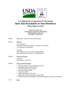   	
   U.S. Department of Agriculture & The GovLab  Open Data Roundtable on Food Resilience