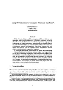 Using Powerdomains to Generalize Relational Databases Peter Buneman Achim Jung Atsushi Ohoriy Abstract